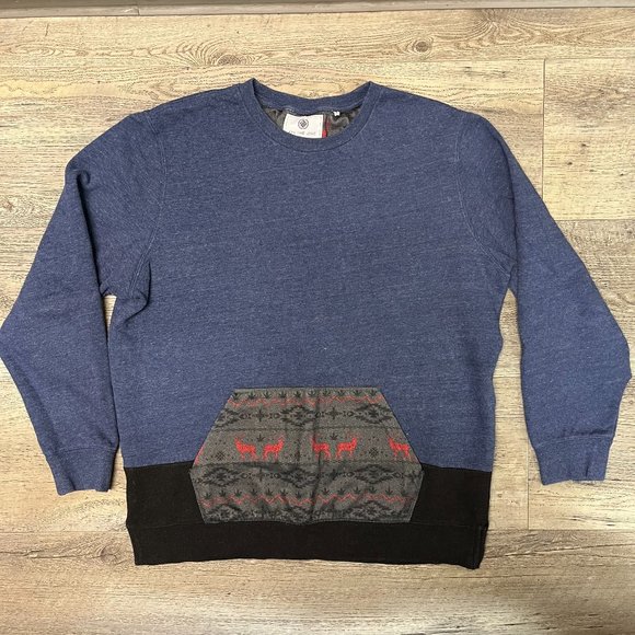 On The Byas Reindeer Tribal Design Sweater Men's Large W/ Pockets - Picture 1 of 6